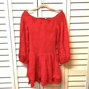 Entro Small Town Off The Shoulder Dress Red Size Medium NWT